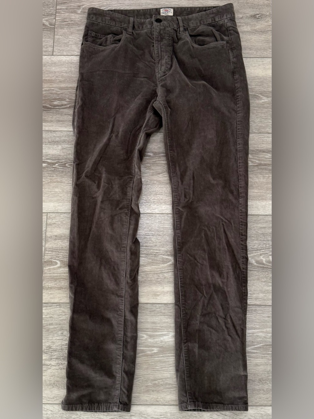 Faherty Stretch 5 Pocket Rugged Grey Corduroy Pants 31